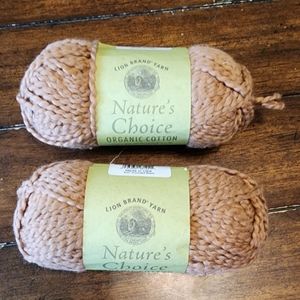 Lion Brand Yarns Nature's Choice Organic Cotton Yarn Pecan Colorway Lot of 2